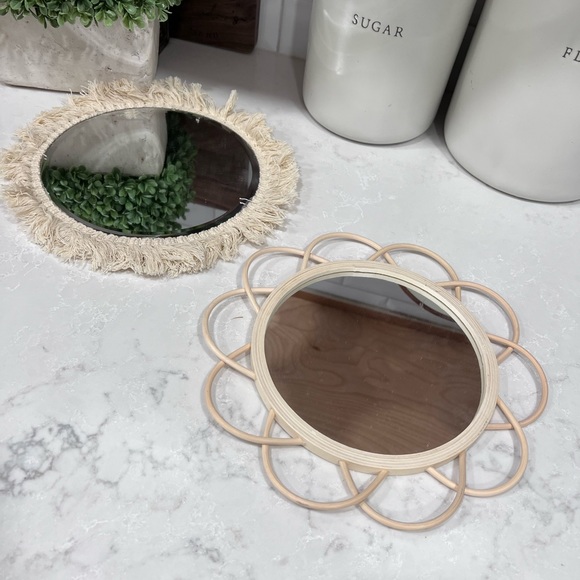 Rattan Fringe Boho Mirrors - Picture 1 of 3
